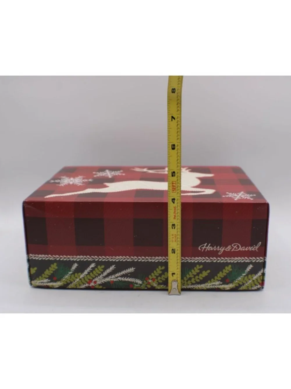 Harry and David Buffalo Plaid Reindeer Gift Box Keepsakes Gifting Holiday Empty